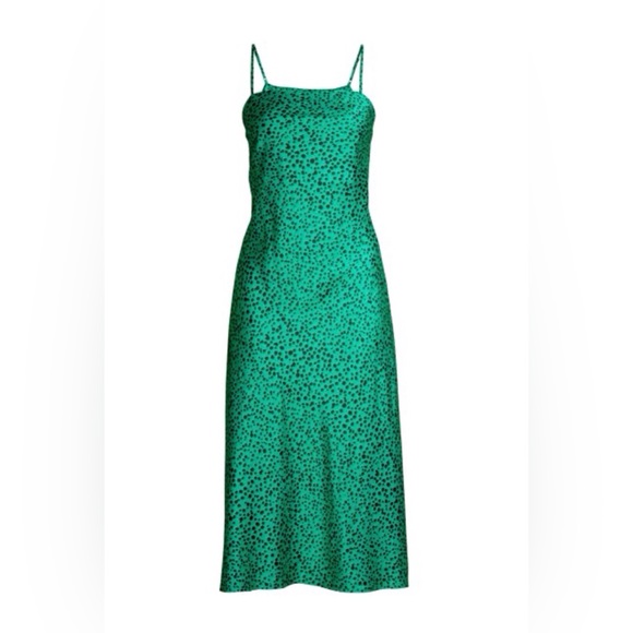 Scoop Green Leopard Slip Midi Dress Large - Picture 4 of 10